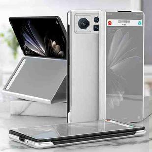 For Xiaomi Mix Fold 2 Electroplated Mirror Leather Phone Case with Holder(Silver)