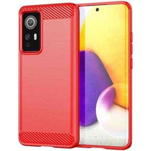 For Xiaomi 12X Brushed Texture Carbon Fiber TPU Phone Case(Red)
