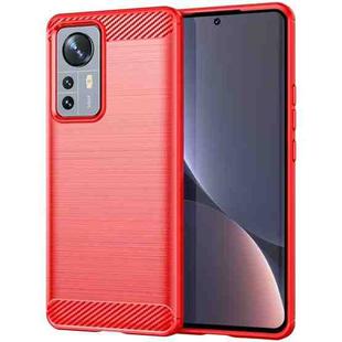 For Xiaomi 12 Pro Dimensity Brushed Texture Carbon Fiber TPU Phone Case(Red)