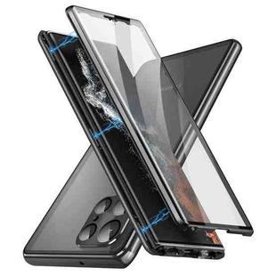 For Samsung Galaxy S23 Ultra 5G HD Full Cover Magnetic Metal Tempered Glass Phone Case(Black)