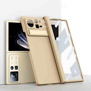 For Xiaomi Mix Fold 2 Macaron Hinge All-inclusive Folding Phone Case with Stand(Gold)
