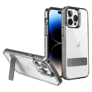 For iPhone 14 Pro Max High Transparent Holder Phone Case(Black)