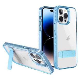 For iPhone 14 Pro Max High Transparent Holder Phone Case(Blue)