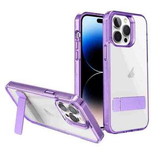 For iPhone 14 Pro Max High Transparent Holder Phone Case(Purple)