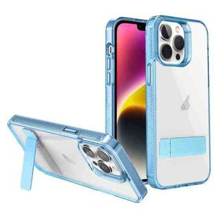 For iPhone 14 Plus High Transparent Holder Phone Case(Blue)