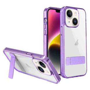 For iPhone 14 Plus High Transparent Holder Phone Case(Purple)