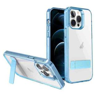 For iPhone 12 Pro Max High Transparent Holder Phone Case(Blue)