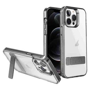 For iPhone 12 Pro High Transparent Holder Phone Case(Black)