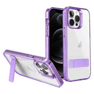 For iPhone 12 Pro High Transparent Holder Phone Case(Purple)