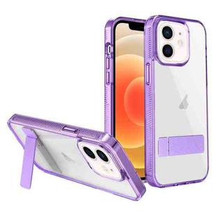 For iPhone 12 High Transparent Holder Phone Case(Purple)