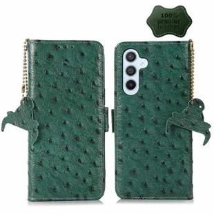 For Samsung Galaxy A14 5G / A14 4G Ostrich Pattern Genuine Leather RFID Phone Case(Green)