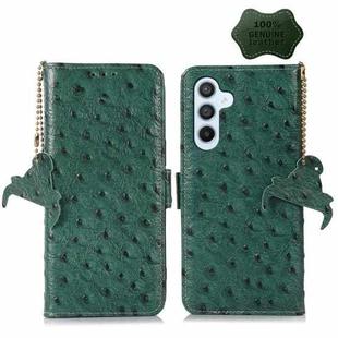 For Samsung Galaxy A24 4G Ostrich Pattern Genuine Leather RFID Phone Case(Green)