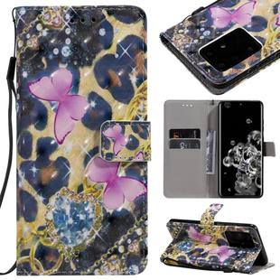 For Galaxy S20 Ultra 3D Painting Horizontal Flip Leather Case with Holder & Card Slot & Lanyard(Pink Butterflies)