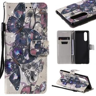 For Sony XZ5 3D Painting Horizontal Flip Leather Case with Holder & Card Slot & Lanyard(Black Butterflies)