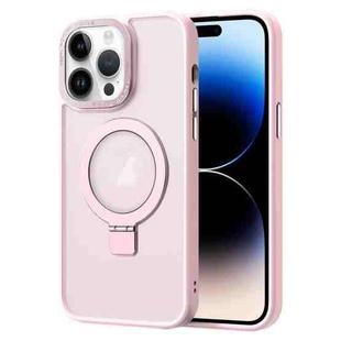 For iPhone 14 Pro Skin Feel MagSafe Magnetic Holder Phone Case(Pink)