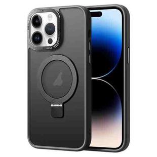 For iPhone 14 Pro Skin Feel MagSafe Magnetic Holder Phone Case(Black)