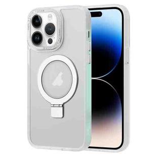 For iPhone 14 Pro Skin Feel MagSafe Magnetic Holder Phone Case(Matte White)