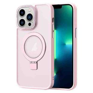 For iPhone 13 Pro Max Skin Feel MagSafe Magnetic Holder Phone Case(Pink)