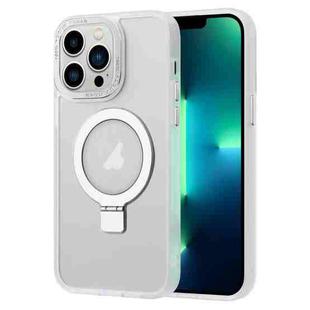 For iPhone 13 Pro Max Skin Feel MagSafe Magnetic Holder Phone Case(Matte White)