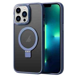 For iPhone 13 Pro Max Skin Feel MagSafe Magnetic Holder Phone Case(Dark Blue)