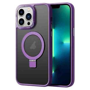 For iPhone 13 Pro Max Skin Feel MagSafe Magnetic Holder Phone Case(Purple)