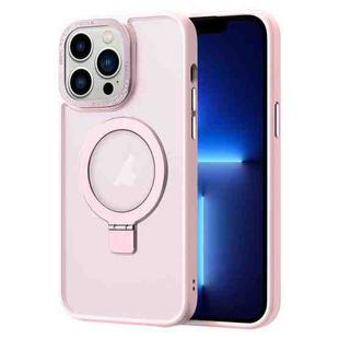 For iPhone 13 Pro Skin Feel MagSafe Magnetic Holder Phone Case(Pink)