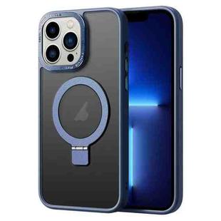 For iPhone 13 Pro Skin Feel MagSafe Magnetic Holder Phone Case(Dark Blue)