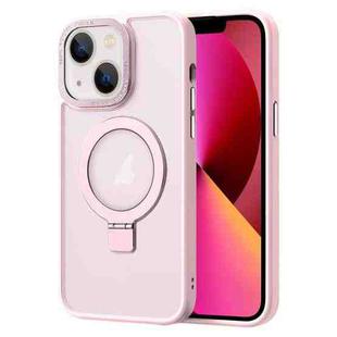 For iPhone 13 Skin Feel MagSafe Magnetic Holder Phone Case(Pink)