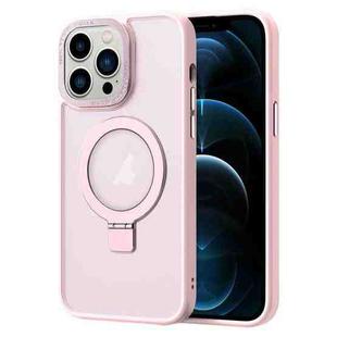 For iPhone 12 Pro Max Skin Feel MagSafe Magnetic Holder Phone Case(Pink)