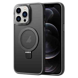 For iPhone 12 Pro Skin Feel MagSafe Magnetic Holder Phone Case(Black)