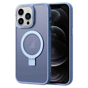 For iPhone 12 Pro Skin Feel MagSafe Magnetic Holder Phone Case(Blue)