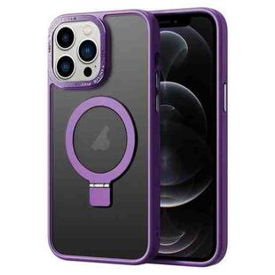 For iPhone 12 Pro Skin Feel MagSafe Magnetic Holder Phone Case(Purple)