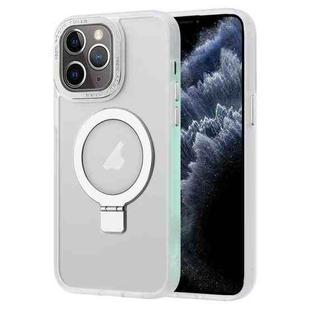 For iPhone 11 Pro Max Skin Feel MagSafe Magnetic Holder Phone Case(Matte White)