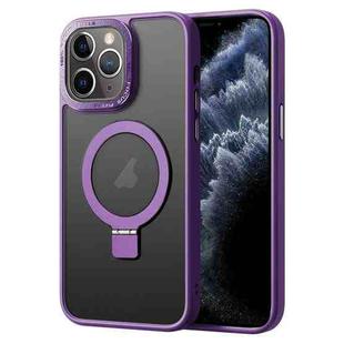 For iPhone 11 Pro Max Skin Feel MagSafe Magnetic Holder Phone Case(Purple)