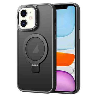 For iPhone 11 Skin Feel MagSafe Magnetic Holder Phone Case(Black)
