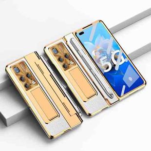 For Huawei Mate X2 Integrated Full Coverage Hinge Phone Case with Stylus(Gold+White)