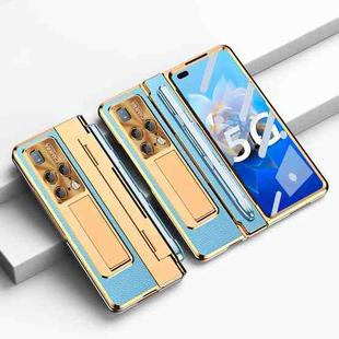 For Huawei Mate X2 Integrated Full Coverage Hinge Phone Case with Stylus(Gold+Blue)