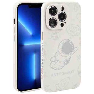 For iPhone 13 Pro Astronaut Pattern Silicone Straight Edge Phone Case(Flying Astronaut-White)