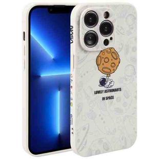 For iPhone 13 Pro Astronaut Pattern Silicone Straight Edge Phone Case(Lovely Astronaut-White)