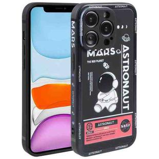 For iPhone 11 Astronaut Pattern Silicone Straight Edge Phone Case(Mars Astronaut-Black)