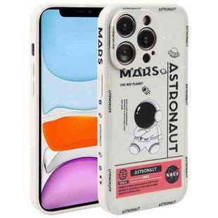 For iPhone 11 Astronaut Pattern Silicone Straight Edge Phone Case(Mars Astronaut-White)
