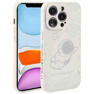 For iPhone 11 Astronaut Pattern Silicone Straight Edge Phone Case(Flying Astronaut-White)