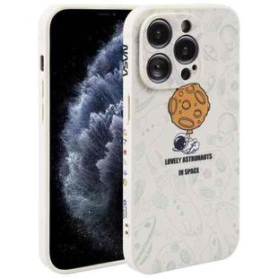 For iPhone 11 Pro Astronaut Pattern Silicone Straight Edge Phone Case(Lovely Astronaut-White)
