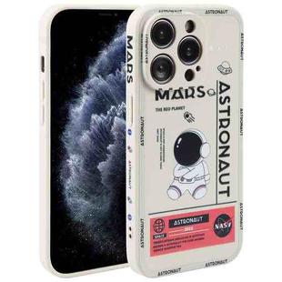 For iPhone 11 Pro Max Astronaut Pattern Silicone Straight Edge Phone Case(Mars Astronaut-White)