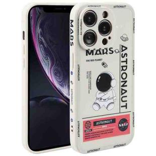 For iPhone XR Astronaut Pattern Silicone Straight Edge Phone Case(Mars Astronaut-White)