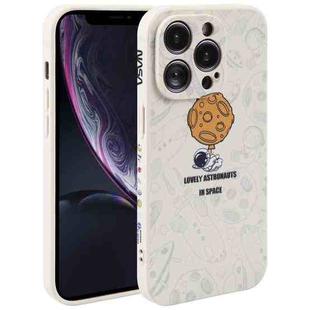 For iPhone XR Astronaut Pattern Silicone Straight Edge Phone Case(Lovely Astronaut-White)