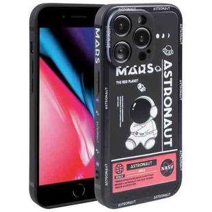 For iPhone 7 Plus / 8 Plus Astronaut Pattern Silicone Straight Edge Phone Case(Mars Astronaut-Black)