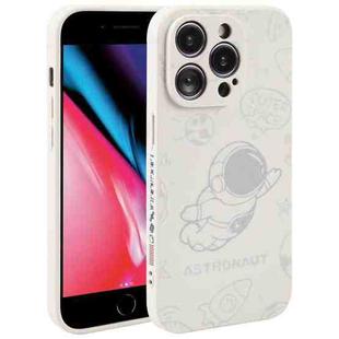 For iPhone 7 Plus / 8 Plus Astronaut Pattern Silicone Straight Edge Phone Case(Flying Astronaut-White)