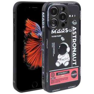 For iPhone 6 / 6s Astronaut Pattern Silicone Straight Edge Phone Case(Mars Astronaut-Black)