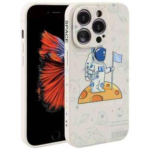 For iPhone 6 Plus / 6s Plus Astronaut Pattern Silicone Straight Edge Phone Case(Planet Landing-White)